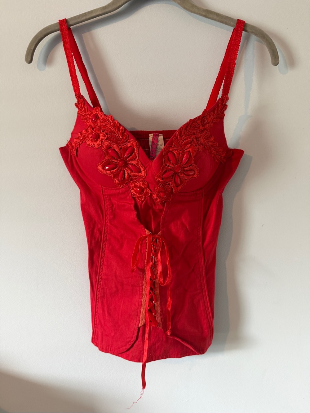 MOA Red Floral Lace Bustier Camisole